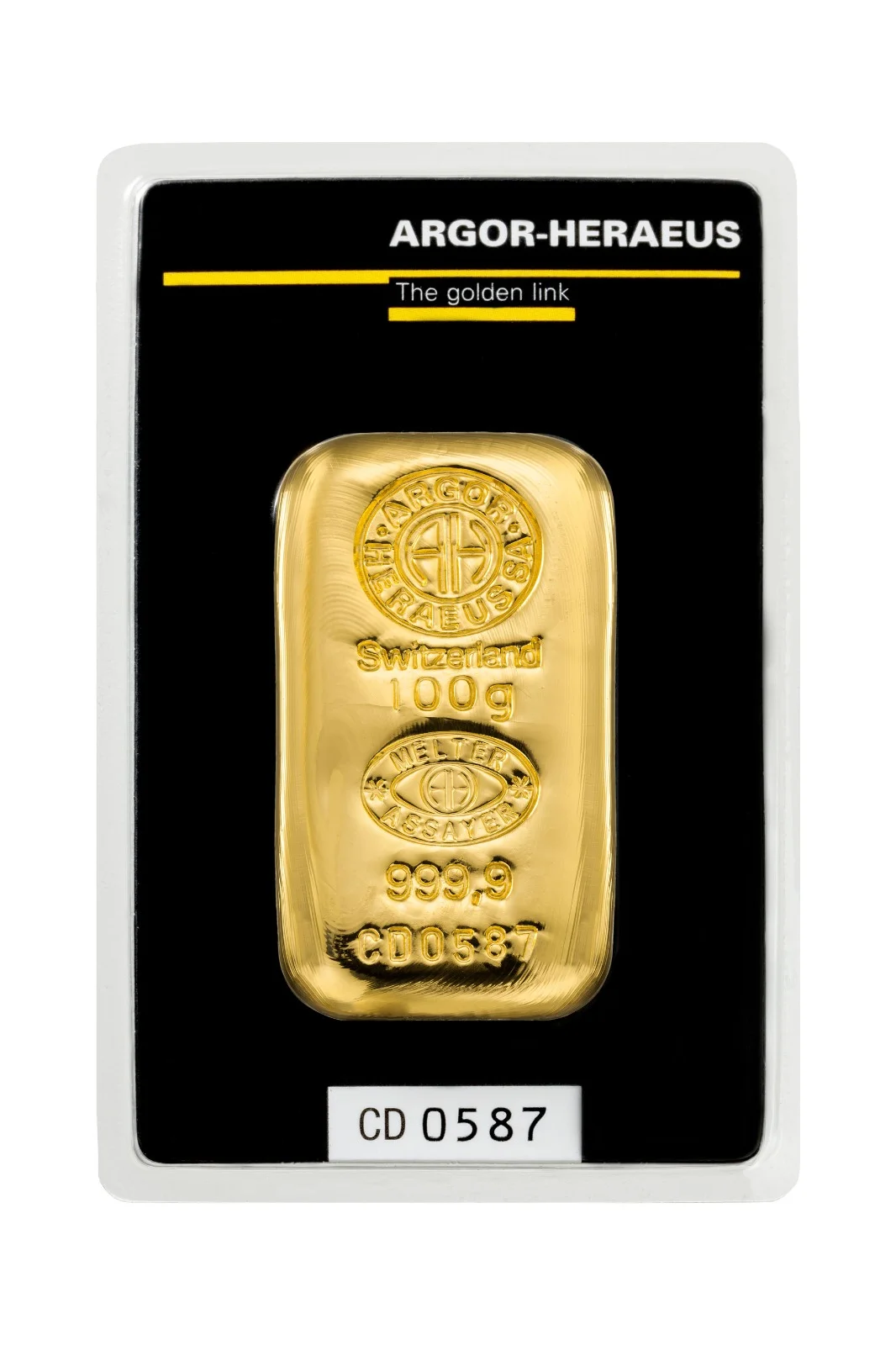 100g Argor Heraeus Cast Gold Bar