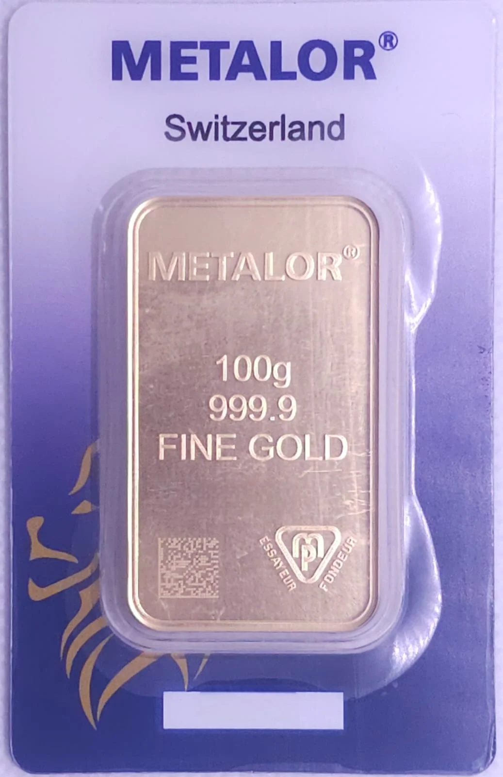 100g Metalor Minted Gold Bar (Lion Head Assay)