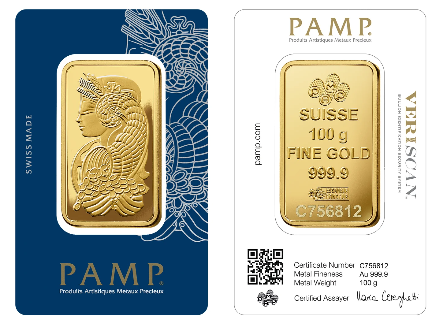 100g Pamp Gold Bar (VeriScan)