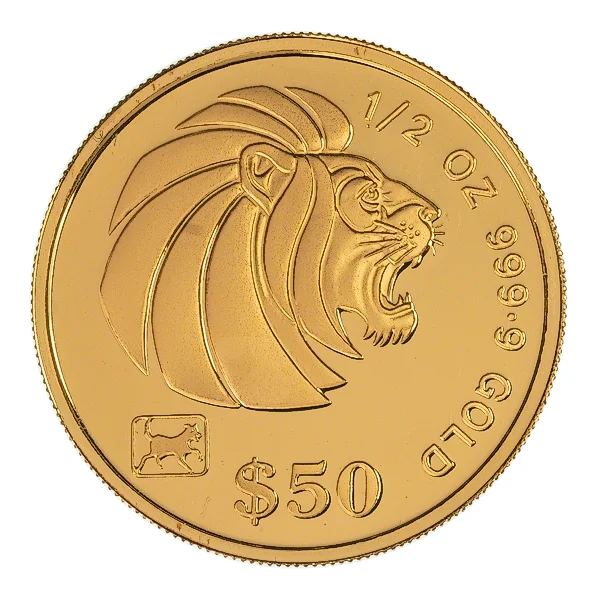 1/2oz Singapore Lion Head Gold Coin