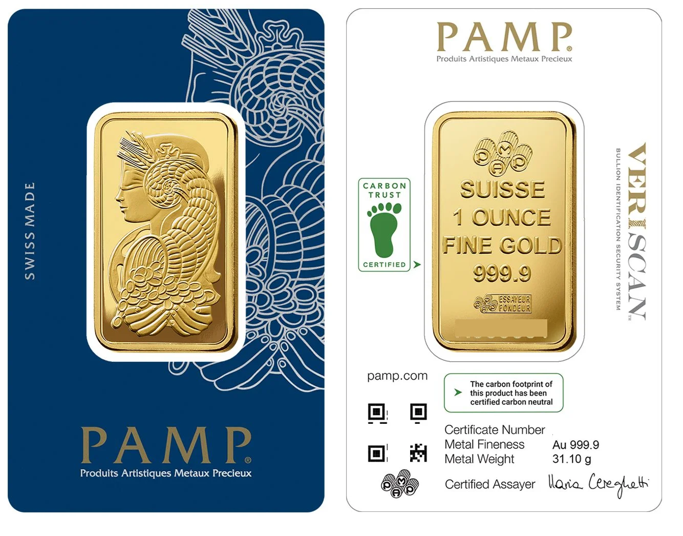 1oz Pamp Gold Bar (VeriScan)