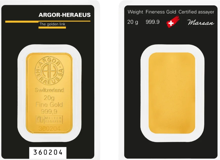 20g Argor Heraeus Gold Bar (Classic)