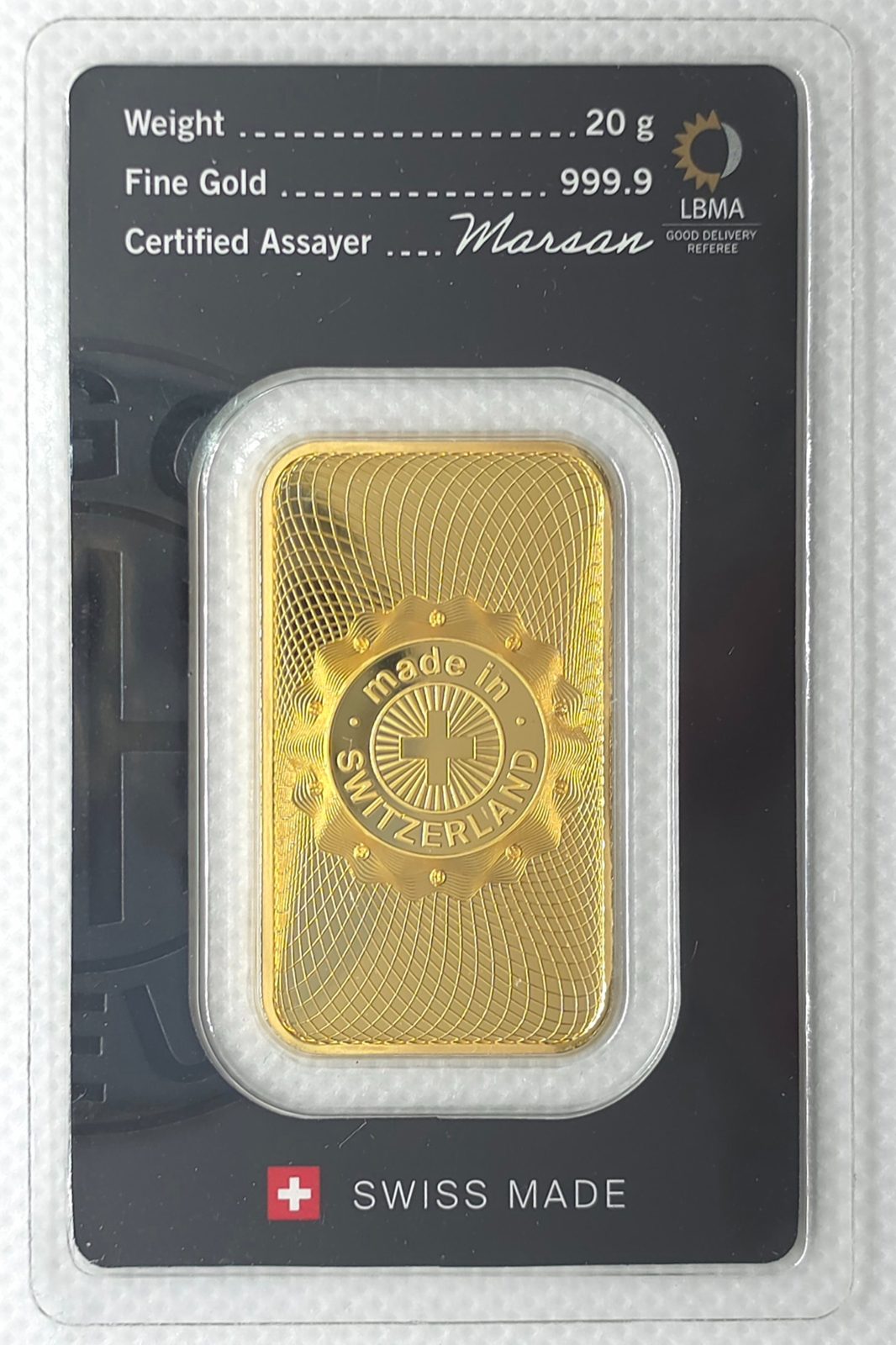 20g Argor Heraeus Gold Bar (New Classic) image 2