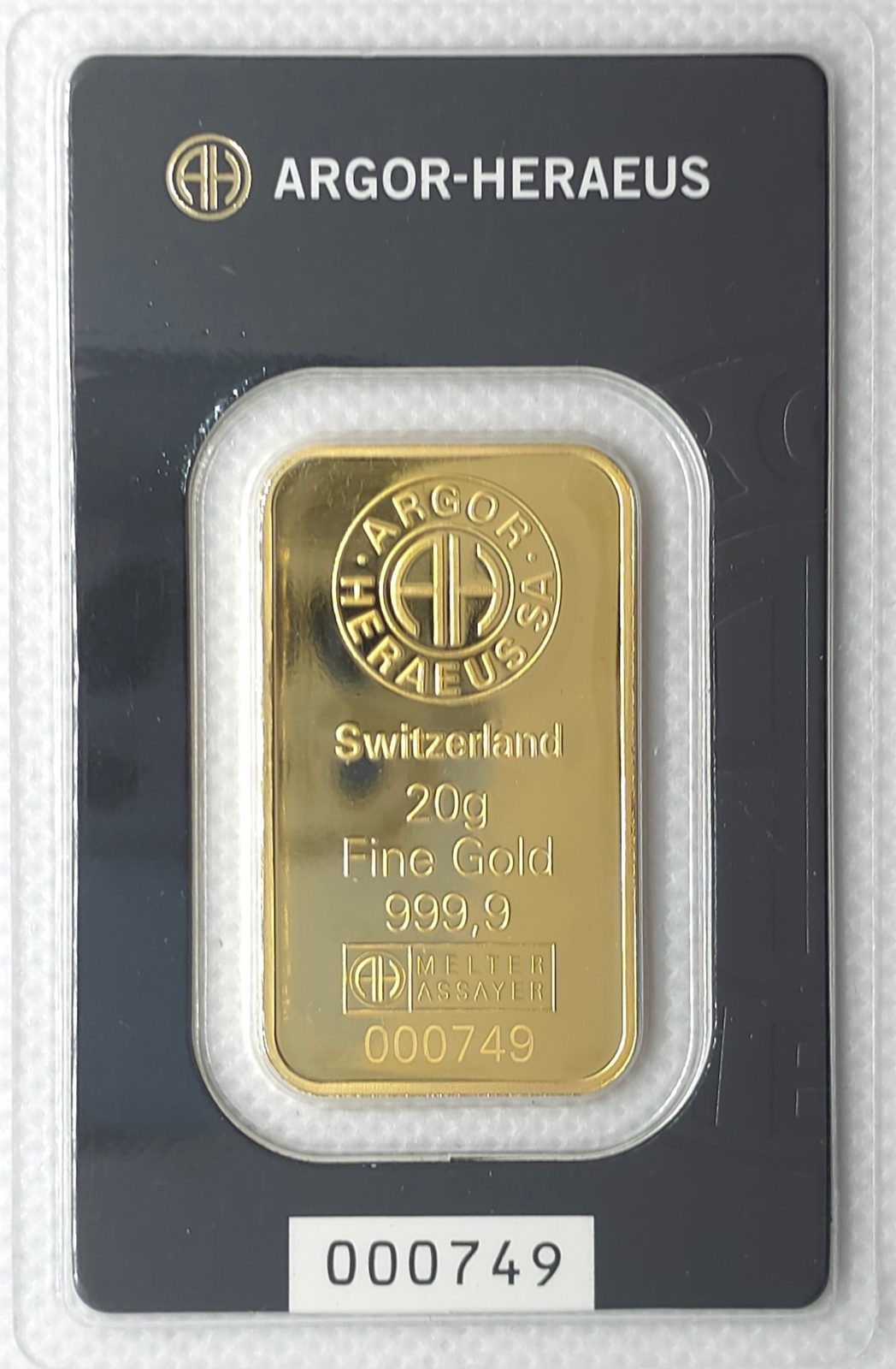 20g Argor Heraeus Gold Bar (New Classic) image 3