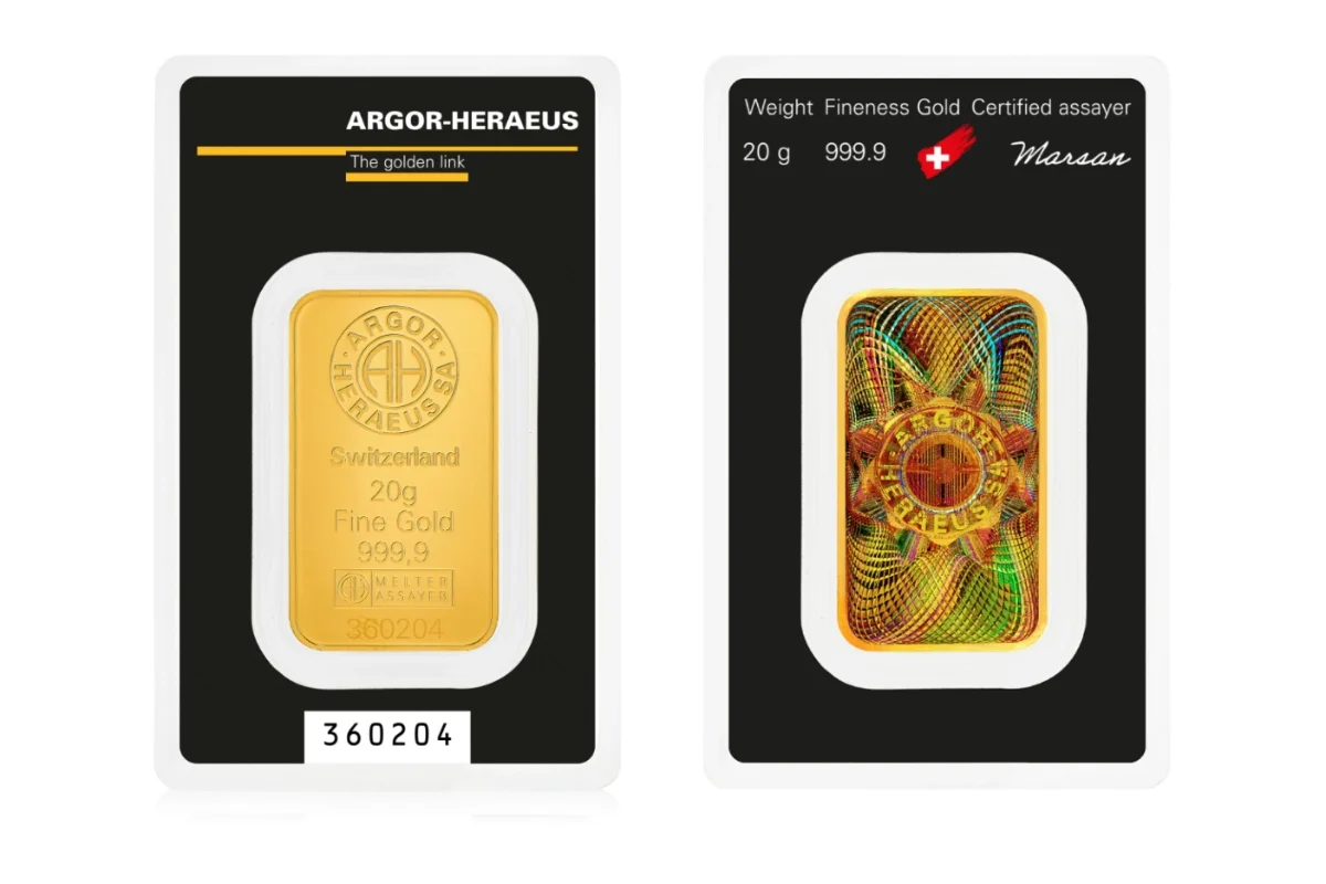 20g Argor Heraeus Gold Kinebar