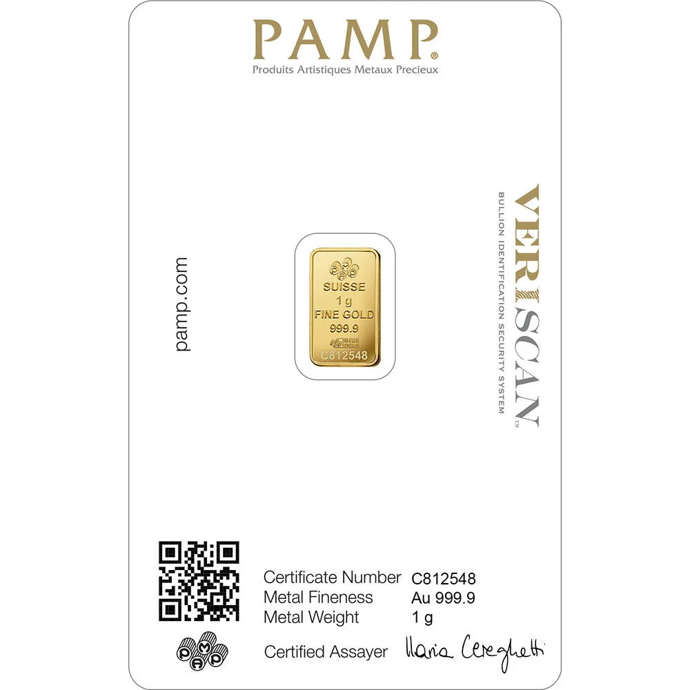 5 pcs set - 1G PAMP GOLD BAR image 2