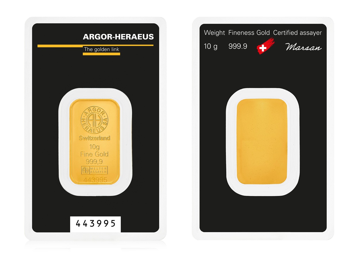 10g Argor Heraeus Gold Bar (Classic)